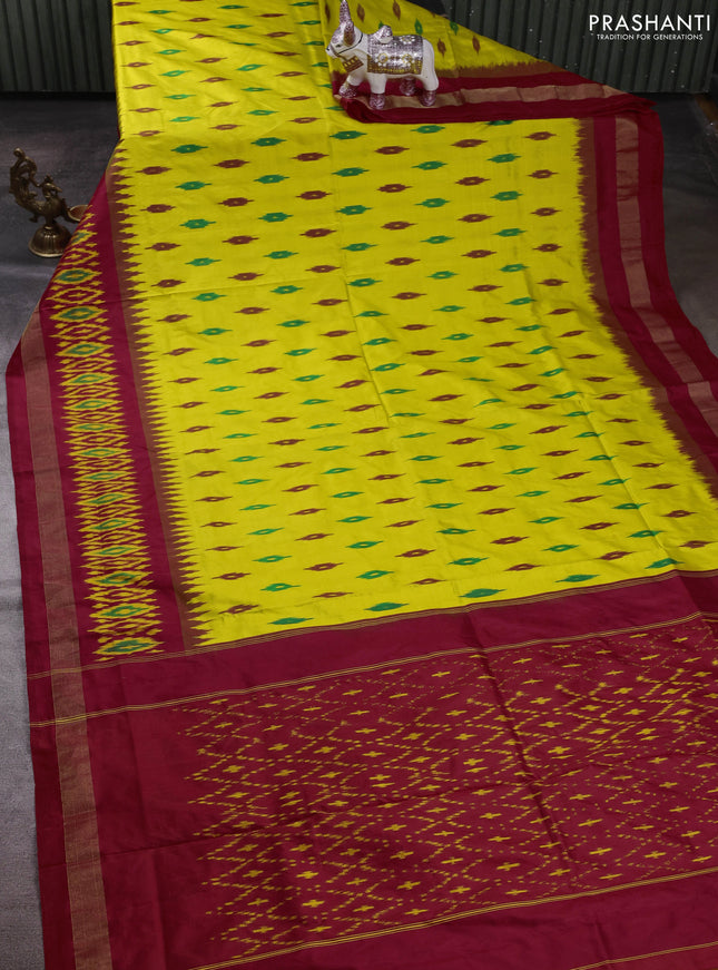 Yellow & Red Pochampally Silk Saree