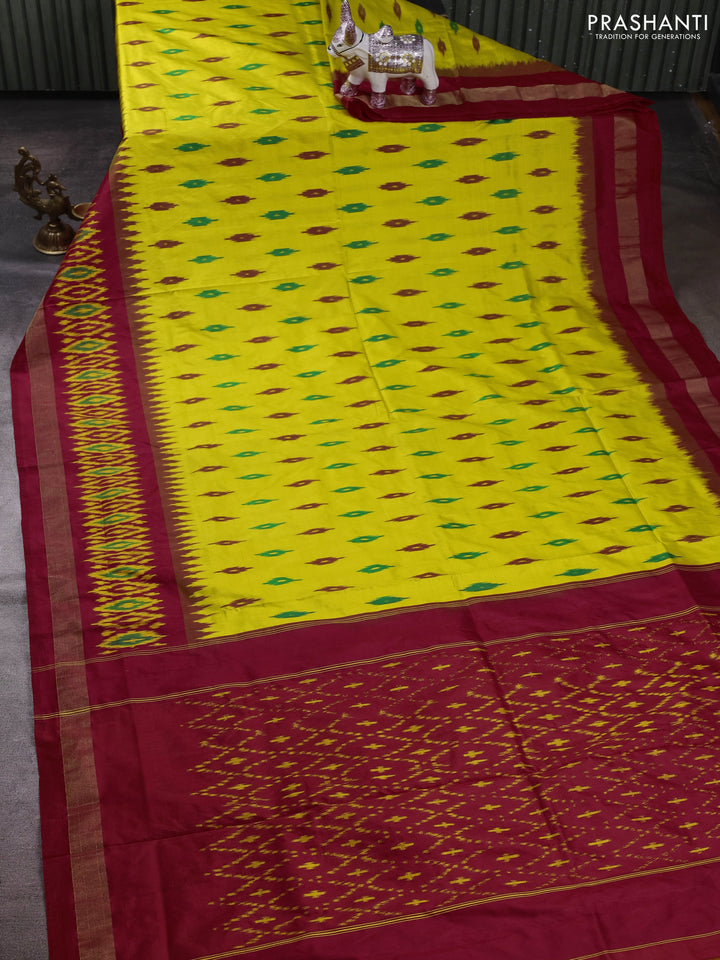 Yellow & Red Pochampally Silk Saree