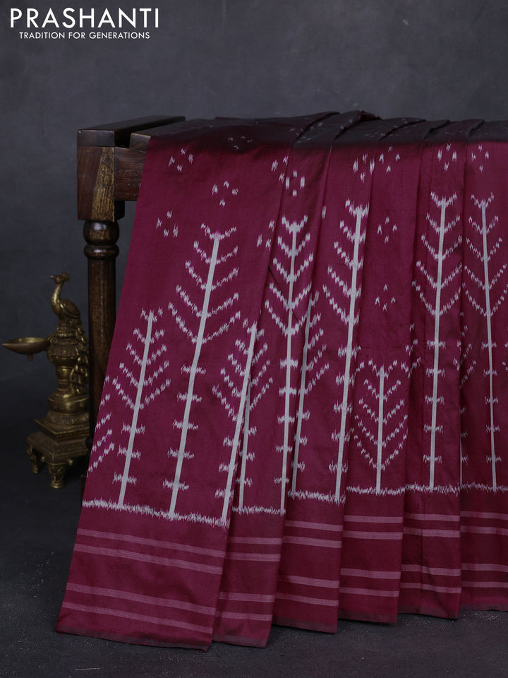 Maroon Pochampally Silk Saree