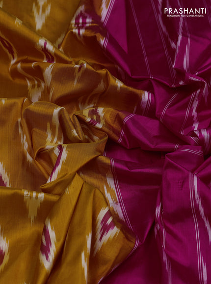 Mustard Yellow & Pink Pochampally Silk Saree