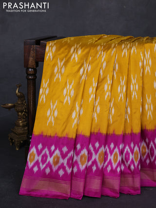 Mustard Yellow & Purple Pochampally Silk Saree