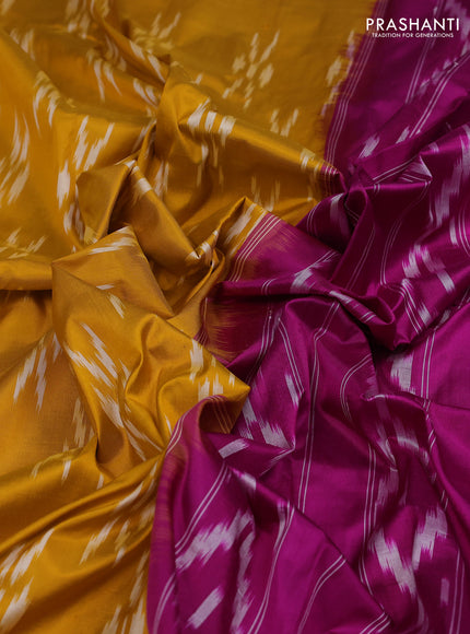 Mustard Yellow & Purple Pochampally Silk Saree