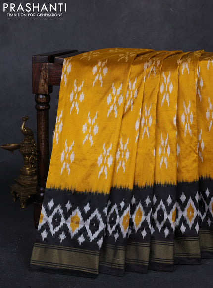 Mustard Yellow & Black Pochampally Silk Saree