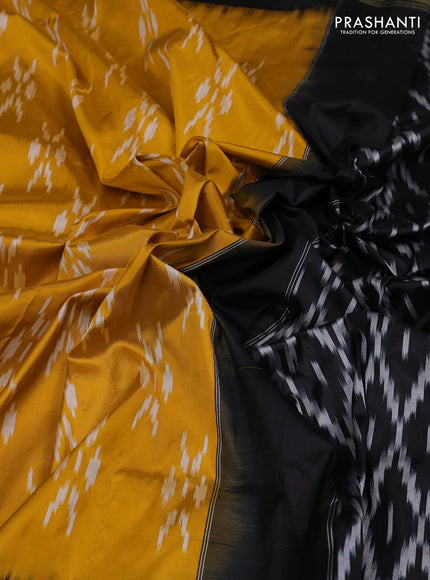 Mustard Yellow & Black Pochampally Silk Saree