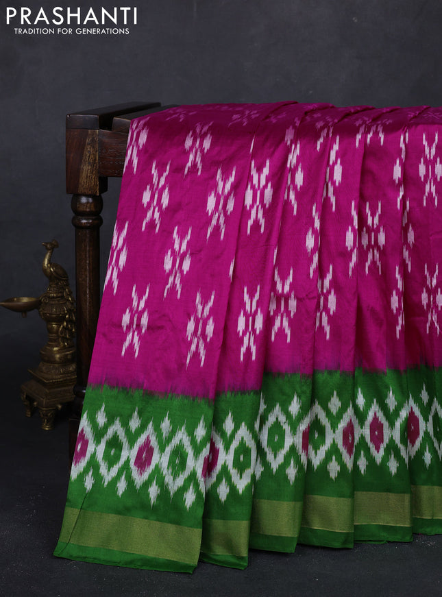 Pink & Green Pochampally Silk Saree