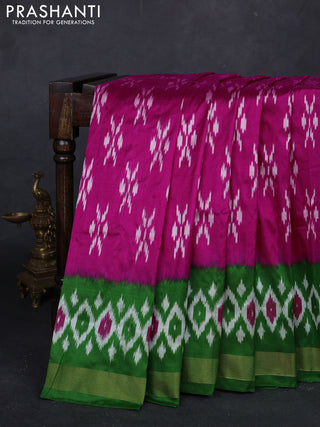 Pink & Green Pochampally Silk Saree