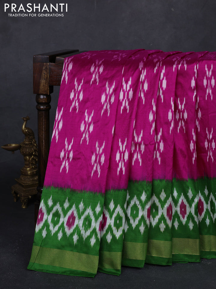 Pink & Green Pochampally Silk Saree