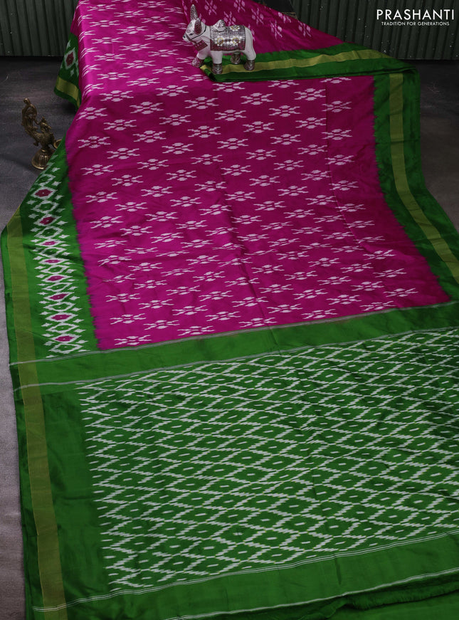 Pink & Green Pochampally Silk Saree