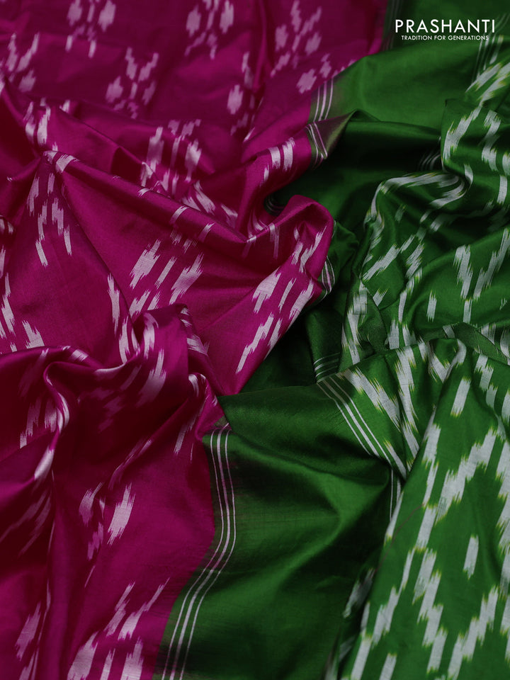 Pink & Green Pochampally Silk Saree