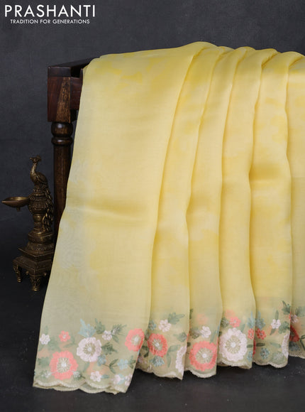 Yellow Pure Organza Silk - Embroidery
