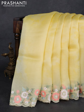 Yellow Pure Organza Silk - Embroidery