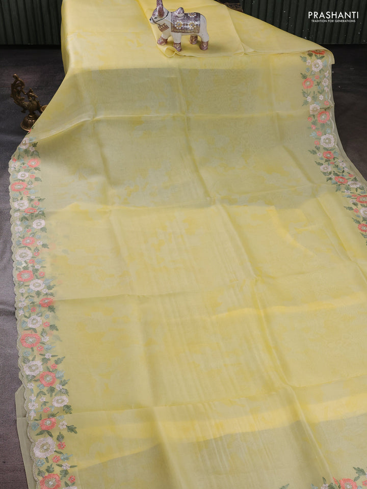 Yellow Pure Organza Silk - Embroidery