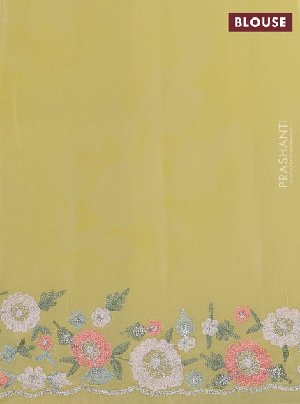 Yellow Pure Organza Silk - Embroidery