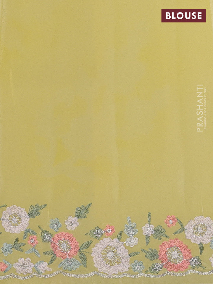 Yellow Pure Organza Silk - Embroidery