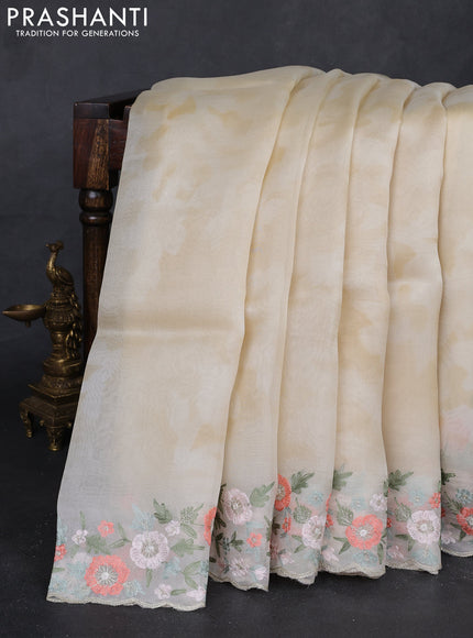 Cream Pure Organza Silk - Embroidery