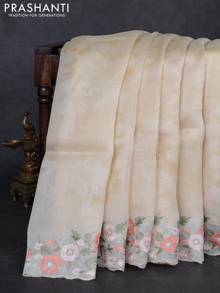 Cream Pure Organza Silk - Embroidery