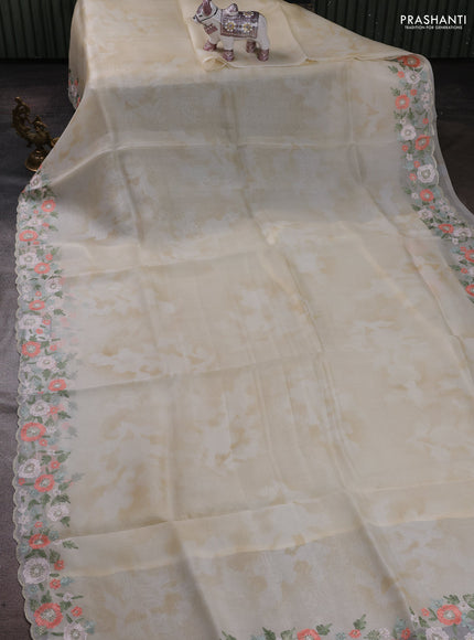 Cream Pure Organza Silk - Embroidery