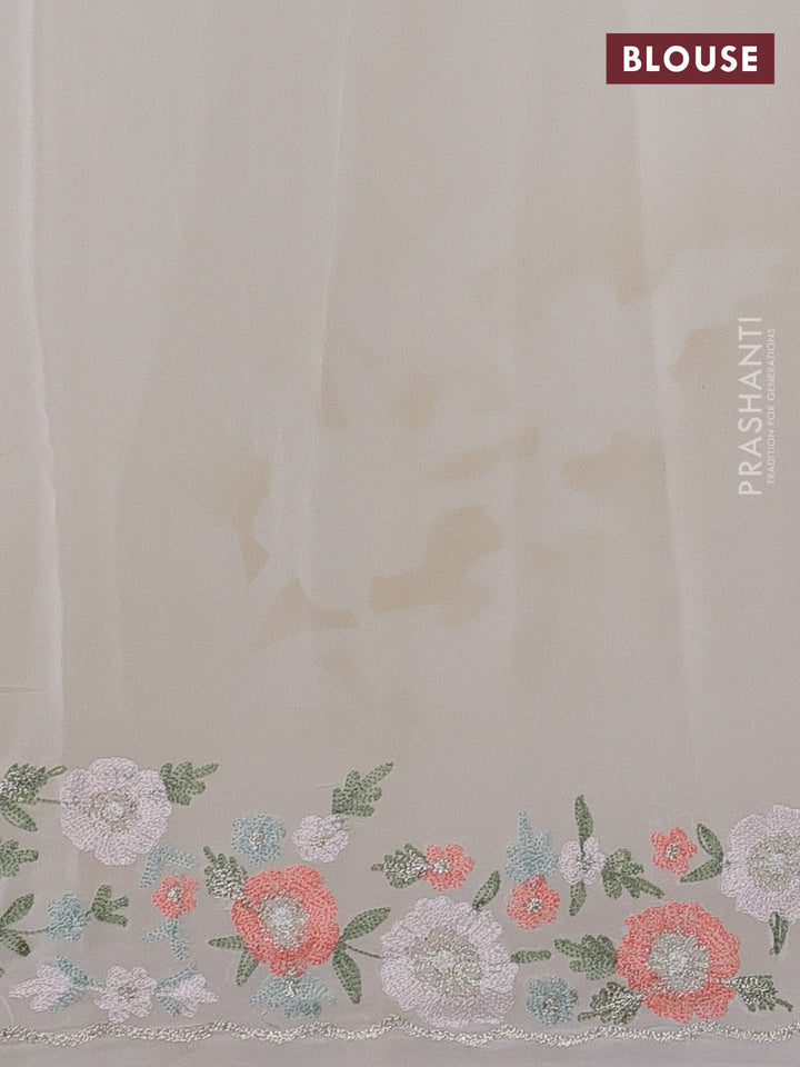 Cream Pure Organza Silk - Embroidery