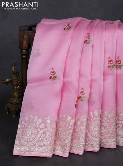 Light Pink Pure Organza Silk - Embroidery