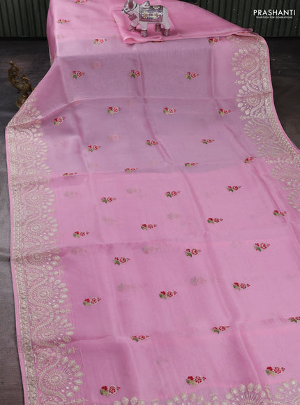 Light Pink Pure Organza Silk - Embroidery