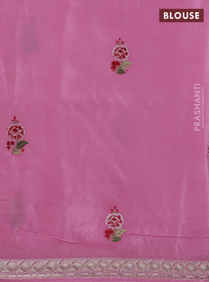 Light Pink Pure Organza Silk - Embroidery