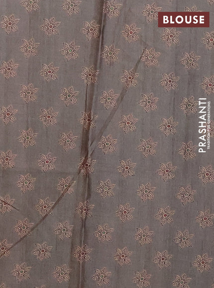 Pastel Maroon & Sage Green Printed Silk - Kalamkari Prints