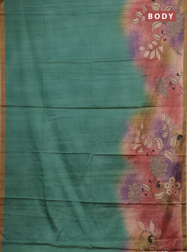 Green & Mehendi Green Printed Silk - Kalamkari Prints
