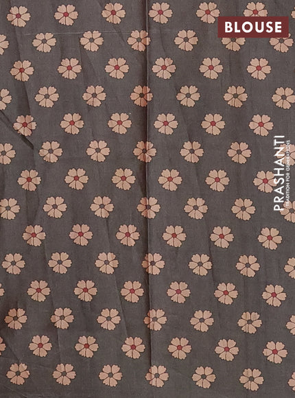 Maroon & Olive Green Printed Silk - Floral Prints