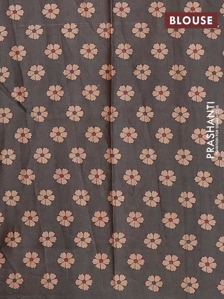Maroon & Olive Green Printed Silk - Floral Prints
