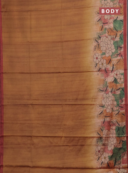 Mustard Yellow & Rust Printed Silk - Floral Prints