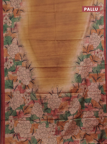 Mustard Yellow & Rust Printed Silk - Floral Prints