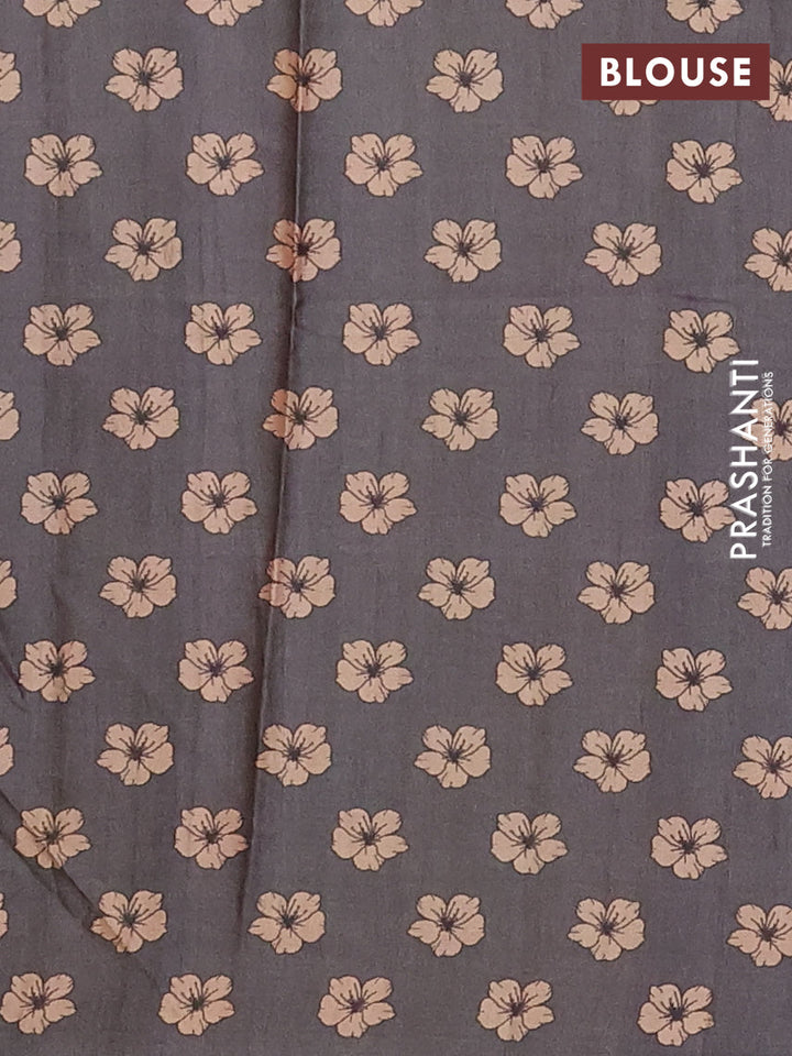 Mustard Yellow & Grey Printed Silk - Floral Prints