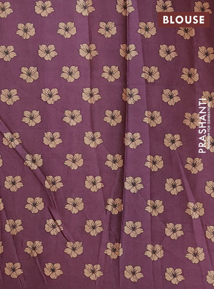 Green & Purple Printed Silk - Floral Prints