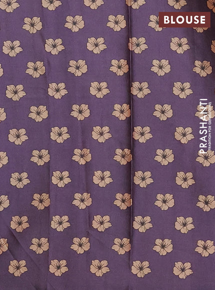 Brown & Purple Printed Silk - Floral Prints