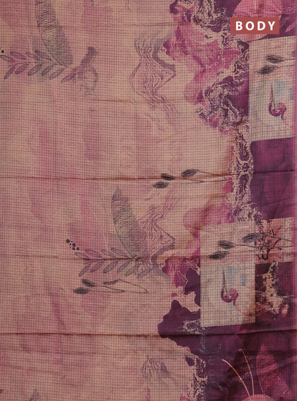 Peach & Purple Printed Silk - Leaf Prints