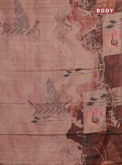 Peach & Rust Printed Silk - Leaf Prints