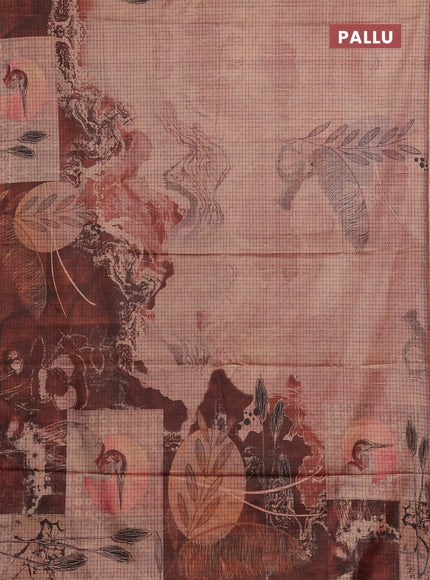 Peach & Rust Printed Silk - Leaf Prints