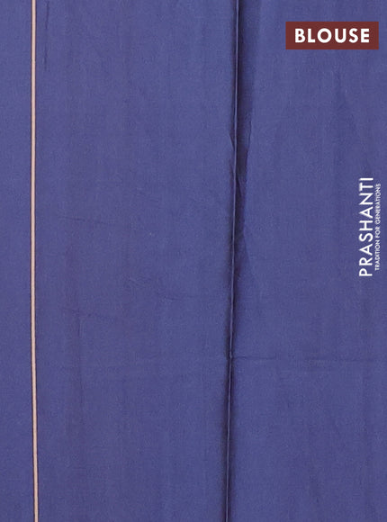 Pink & Navy Blue Printed Silk - Floral Prints