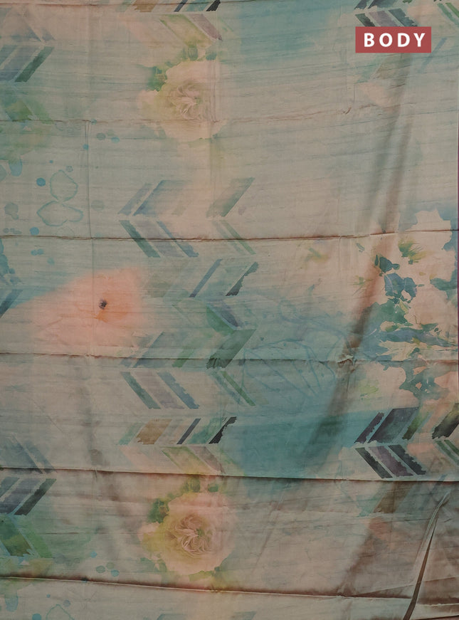 Green & Wine Printed Silk - Floral Prints