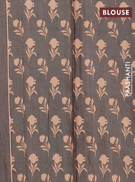 Maroon & Olive Green Printed Silk - Floral Prints