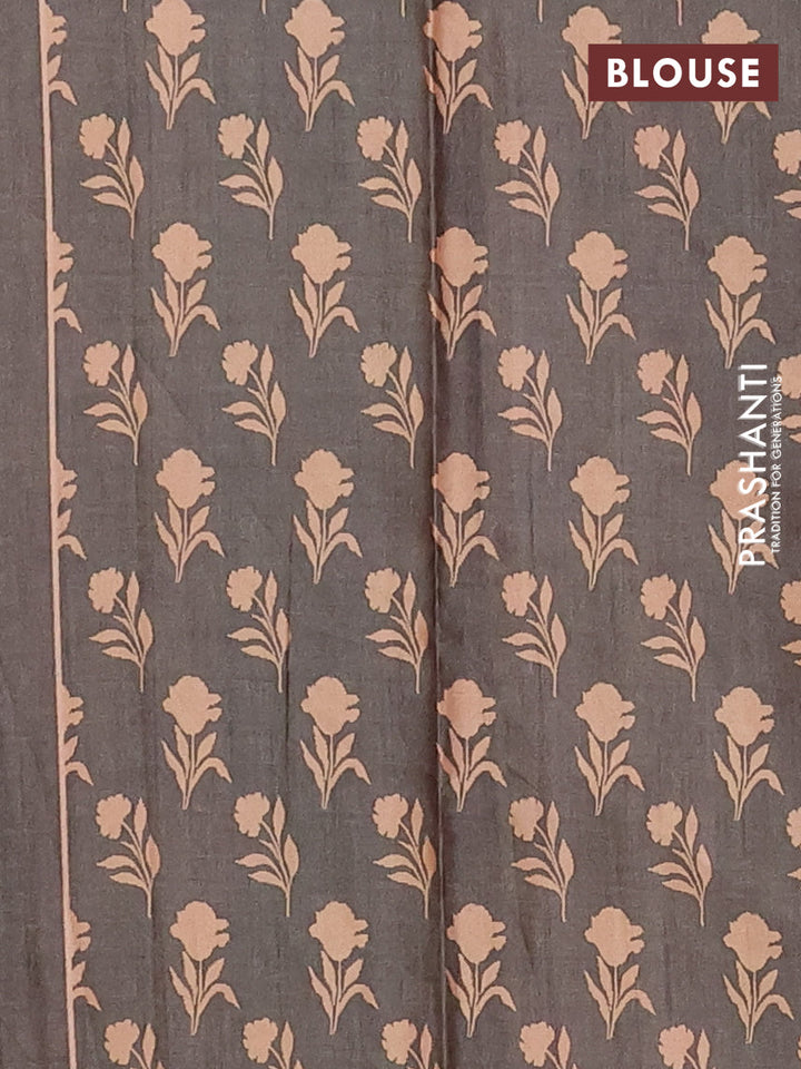 Maroon & Olive Green Printed Silk - Floral Prints