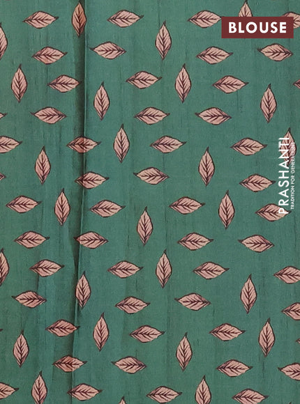 Peach & Green Printed Silk - Floral Prints