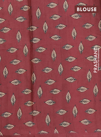 Peach & Maroon Printed Silk - Floral Prints