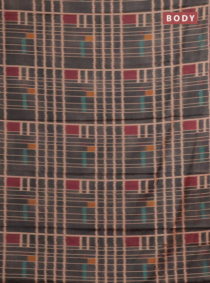 Grey & Maroon Printed Silk - Ikat Prints