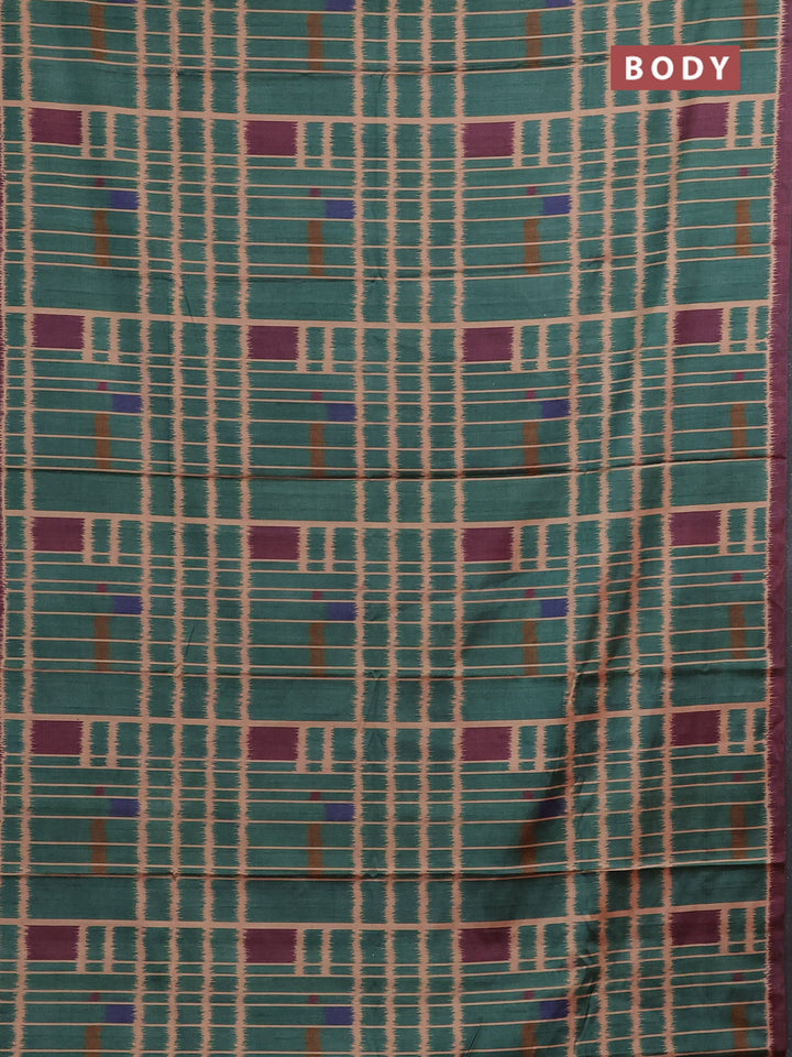 Green & Magenta Pink Printed Silk - Ikat Prints