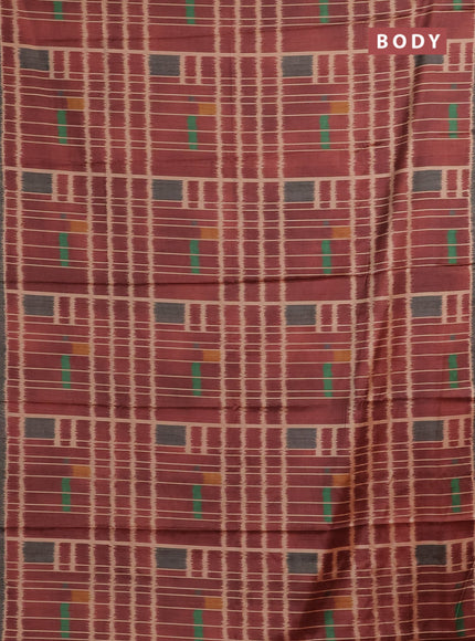 Maroon & Grey Printed Silk - Ikat Prints