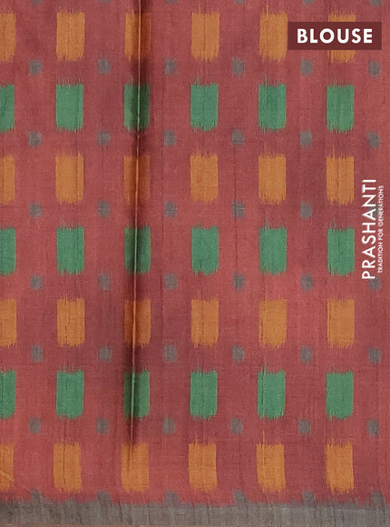Maroon & Grey Printed Silk - Ikat Prints