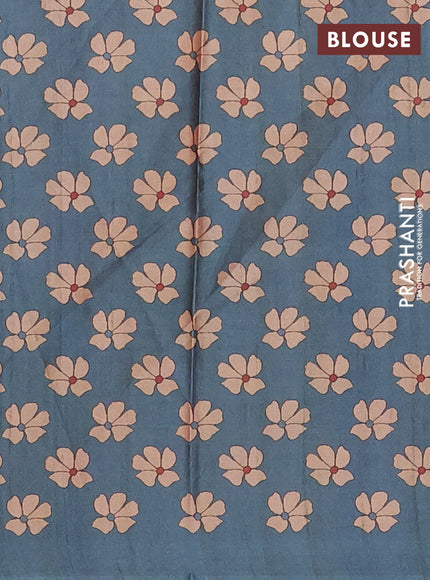Maroon & Grey Printed Silk - Floral Prints