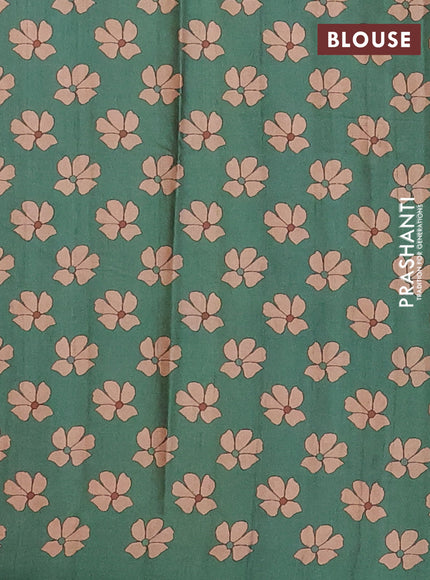 Rust & Green Printed Silk - Floral Prints