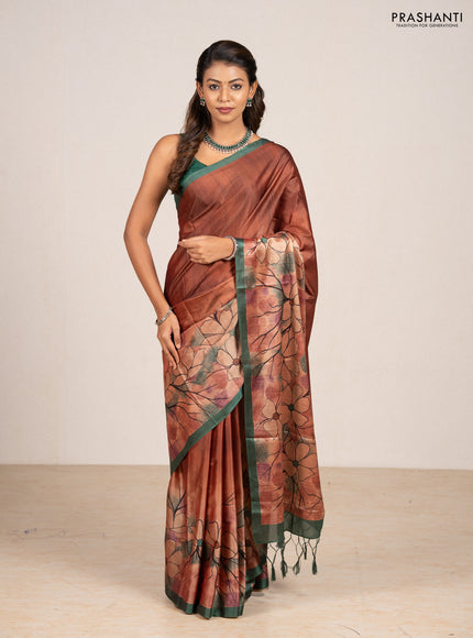 Mustard Yellow & Grey Printed Silk - Floral Prints